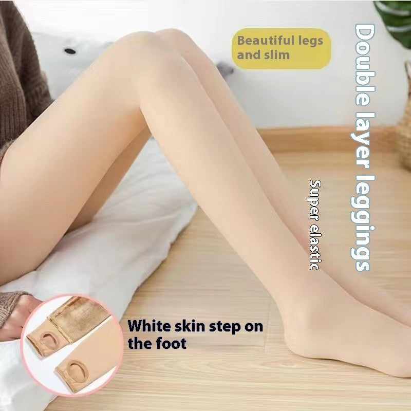 Sylvienne Double Layer Thermal Fleece Lined Winter Leggings