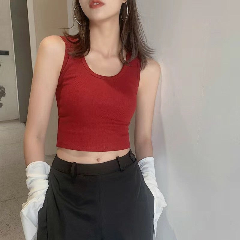 Triselle Ribbed Thread Knit Crop Cami Top
