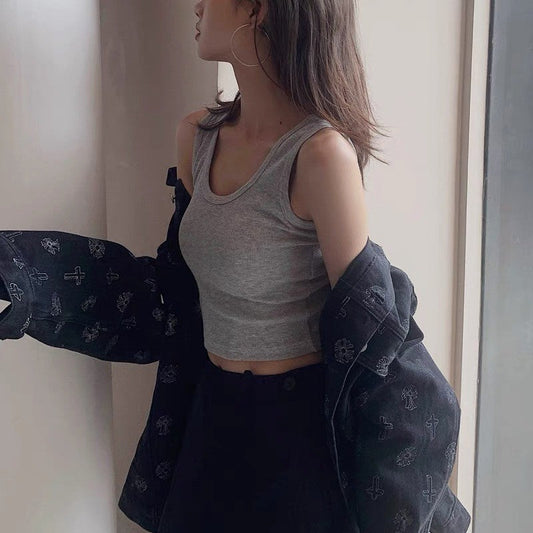 Triselle Ribbed Thread Knit Crop Cami Top