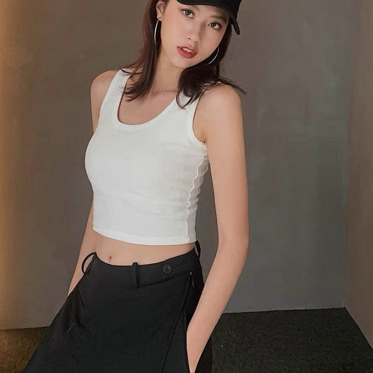 Triselle Ribbed Thread Knit Crop Cami Top