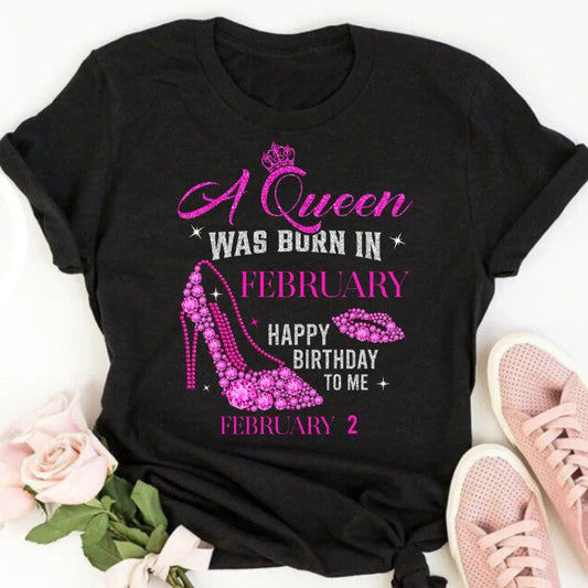 Urivessa February Birthday Graphic Cotton T-Shirt